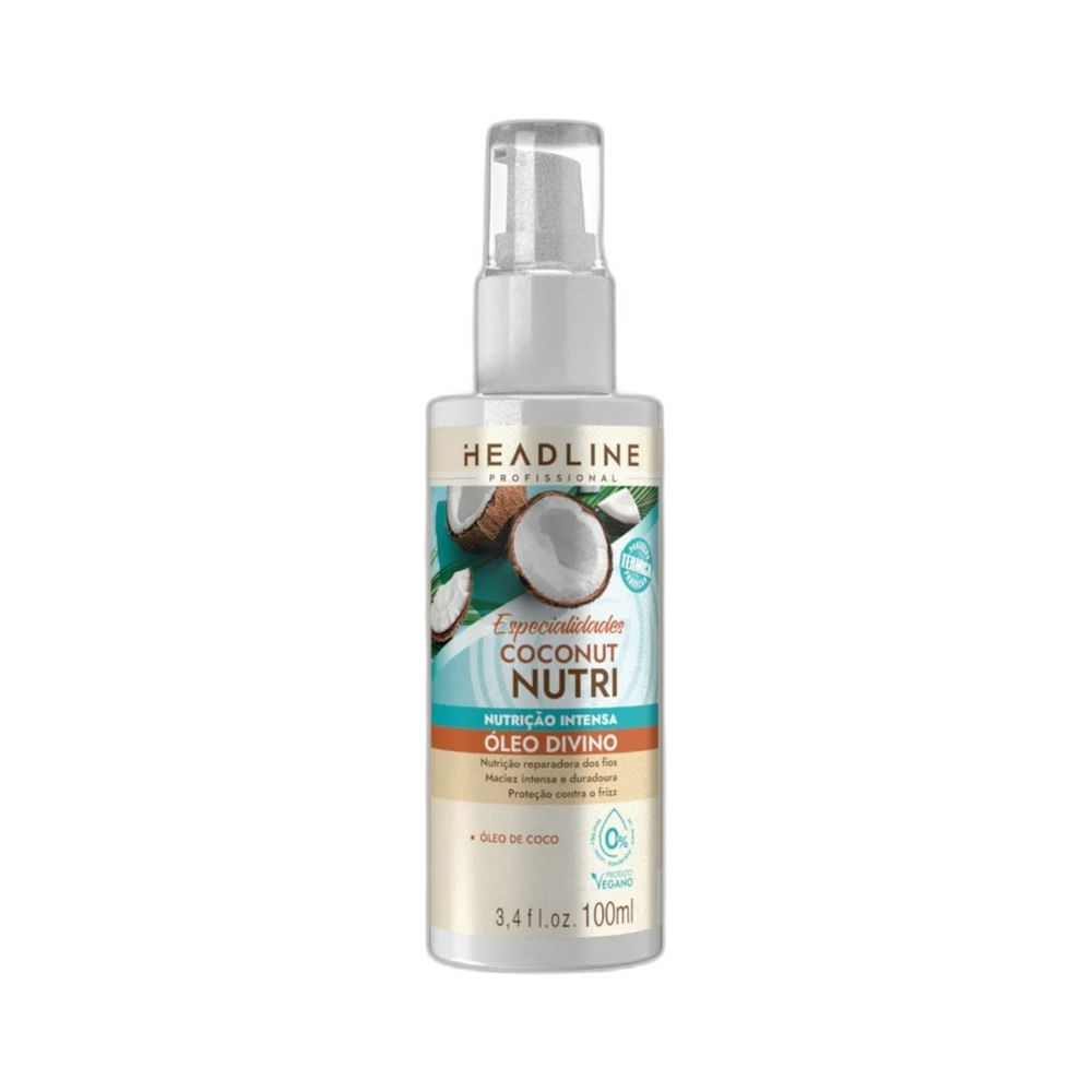 Frasco do Óleo Capilar Headline Coconut Nutri 100ml com rótulo destacando óleo de coco